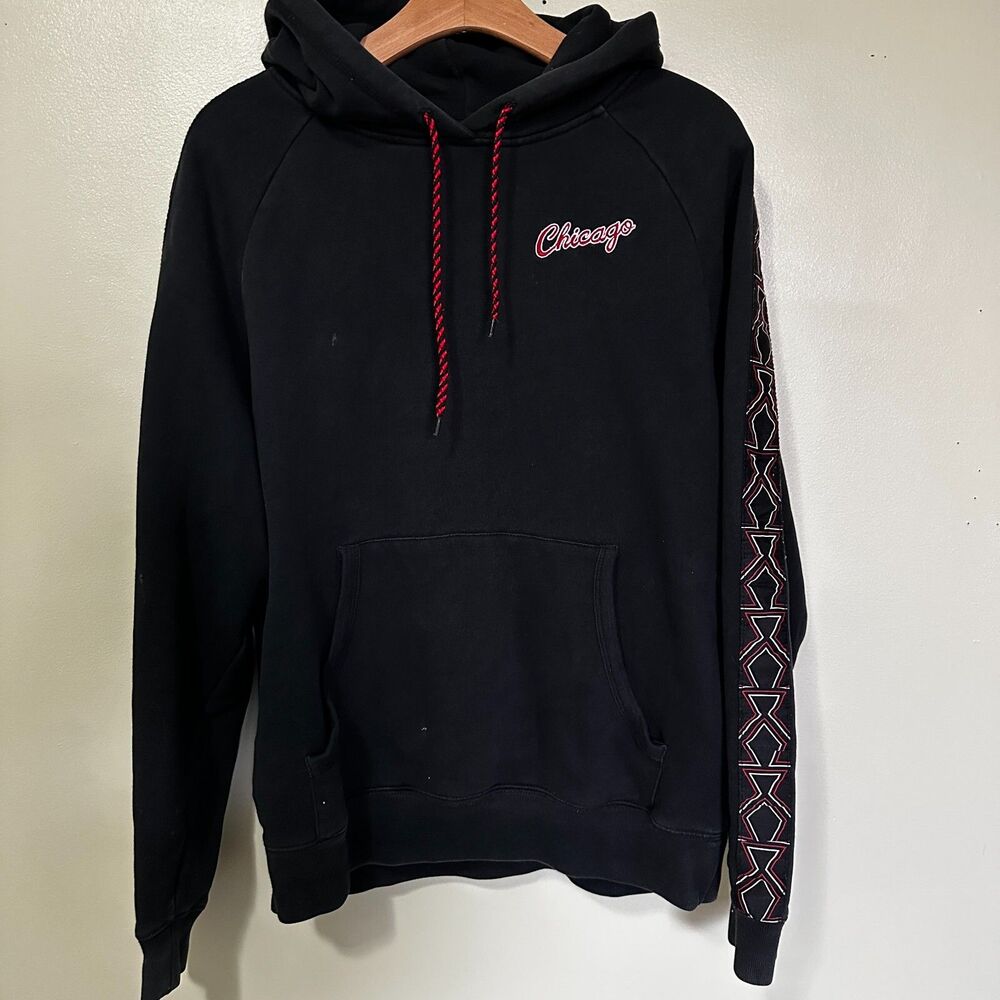 Mitchell & Ness NBA Chicago Bulls Side Tape Hoodie Sweatshirt Size L